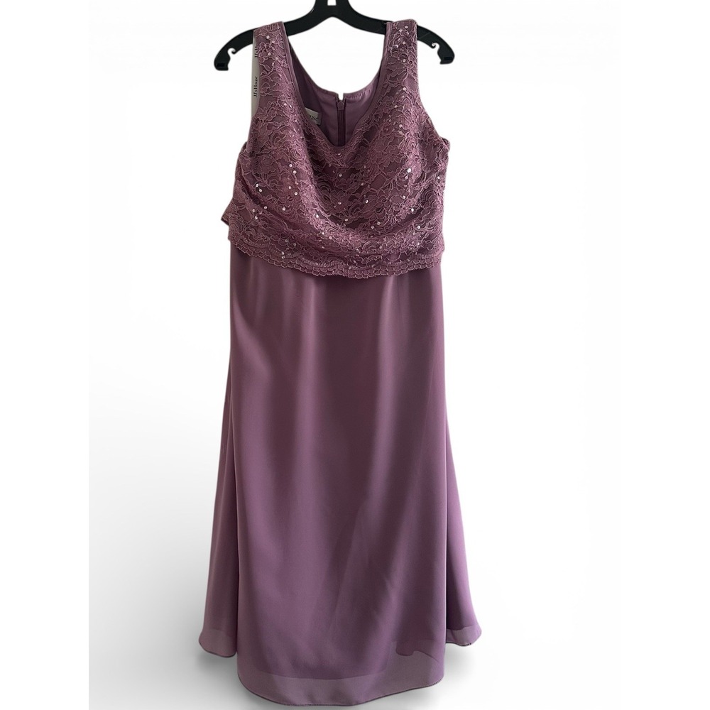 JJ's House Mauve Lace Chiffon Bridesmaid Dress Sleeveless Formal
